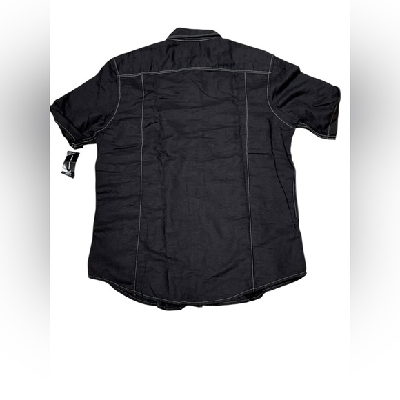 NWT - INC International Concepts Linen Blend Pearl Snap Shirt in Black Sz Medium - Picture 4 of 6